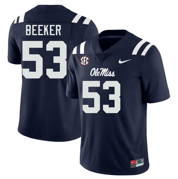 Ole Miss Rebels #53 Ford Beeker College Football Jerseys Stitched-Navy
